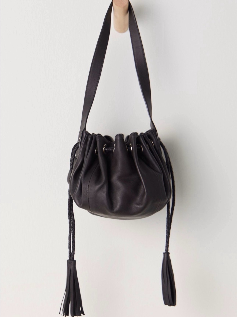 Free People Black Leather Pouch Bag